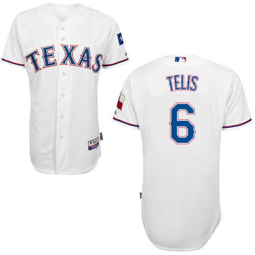 Tomas Telis #6 MLB Jersey-Texas Rangers Men's Authentic Home White Cool Base Baseball Jersey